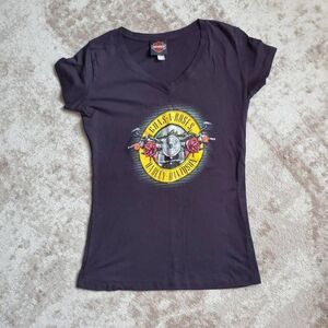 Harley-Davidson Guns And Roses South Bend Black Tshirt Womens SZ L